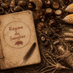 que mange les sangliers glands maïs racines sur table