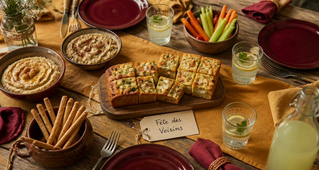 quel plat pour la fête des voisins cake salé courgette feta et buffet
