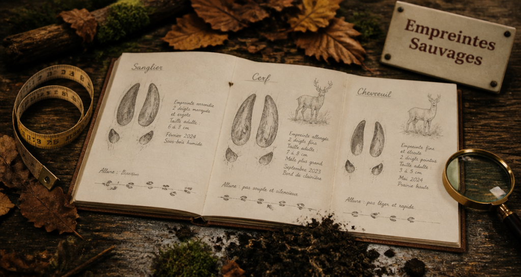 trace de sanglier carnet croquis mètre