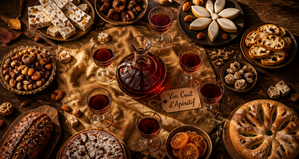vin cuit apéritif français carafe et desserts provençaux