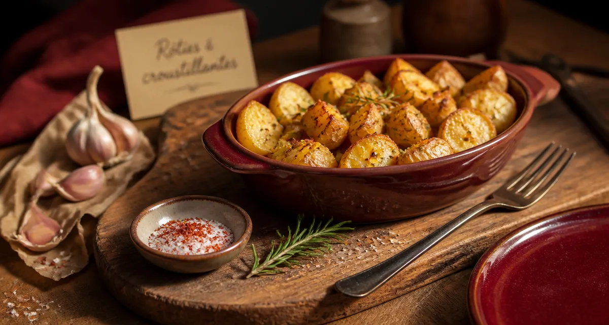 Accompagnement de pommes de terre rôties croustillantes double cuisson