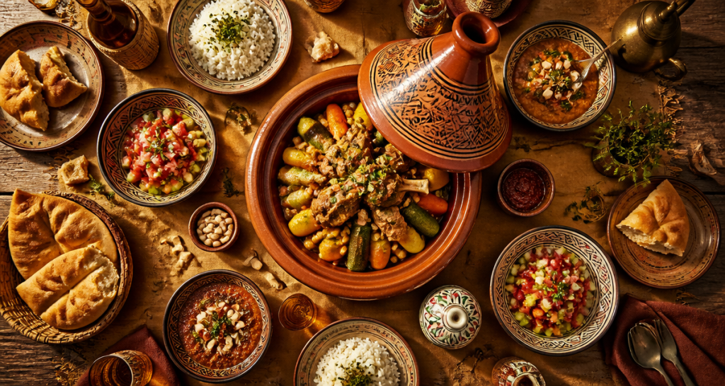 accompagnement tajine sur table conviviale