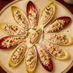 Feuilles d'endives garnies pour apéro : rillettes de thon, croquant