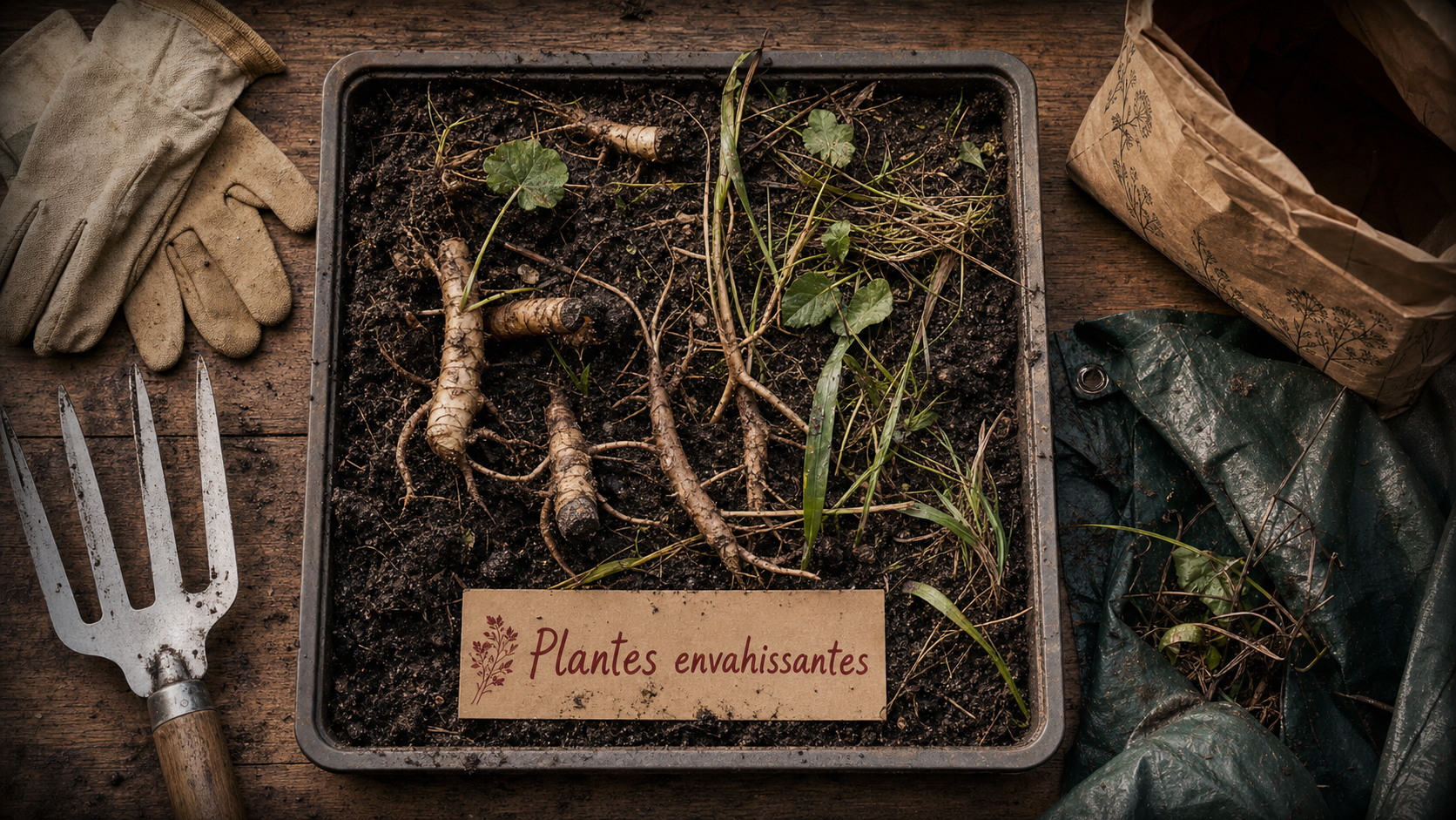 Plantes envahissantes jardin : rhizomes et racines à contrôler