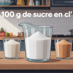 Différents types de sucre en verre doseur pour 100 g de sucre en cl