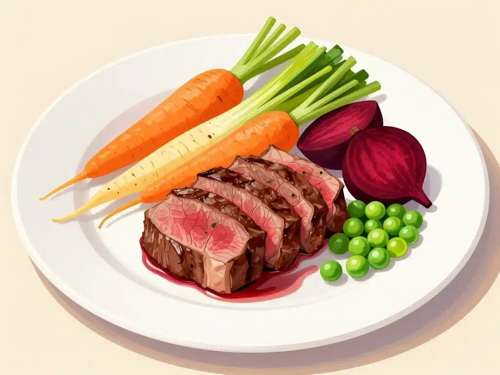 accompagnement filet de boeuf avec légumes rôtis variés