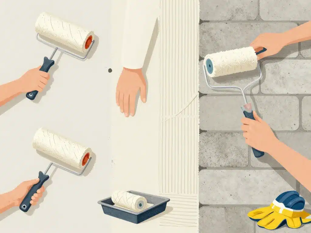 étapes enduire un mur en parpaing au rouleau application