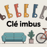 ensemble de clés imbus avec meuble et vélo stylisés
