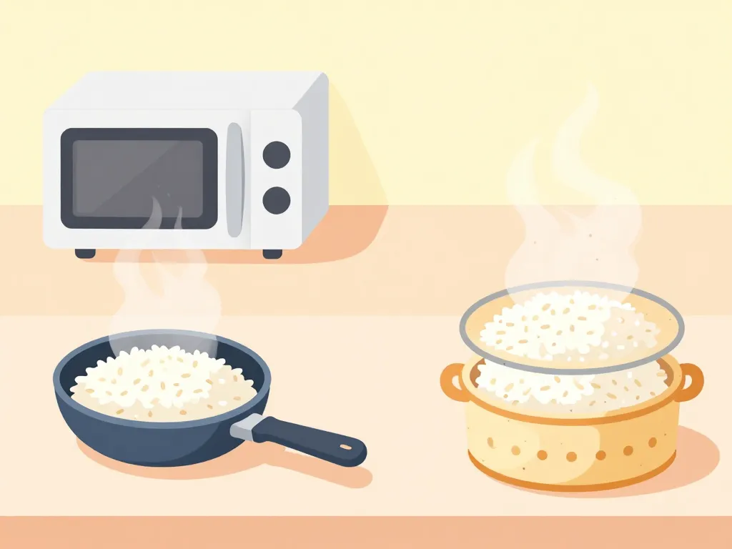 Illustration des méthodes pour comment réchauffer du riz sans le dessécher
