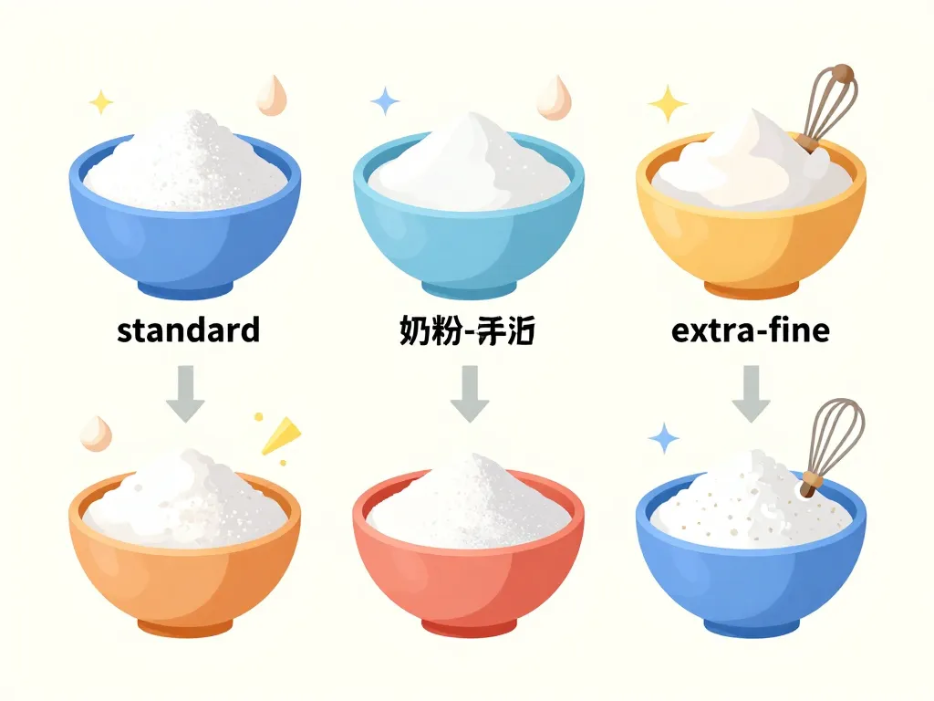 Diagramme des différences entre les sucres glace
