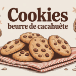 illustration de cookies beurre de cacahuète sortis du four, ambiance artisanale
