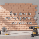 illustration enduire un mur en parpaing au rouleau avec outils