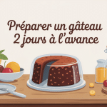 illustration faire un gâteau 2 jours à l'avance emballé et bien conservé
