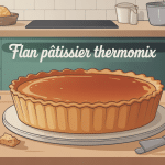 flan patissier thermomix sur table familiale avec ustensiles