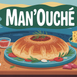 illustration man'ouché pain plat libanais ambiance méditerranéenne