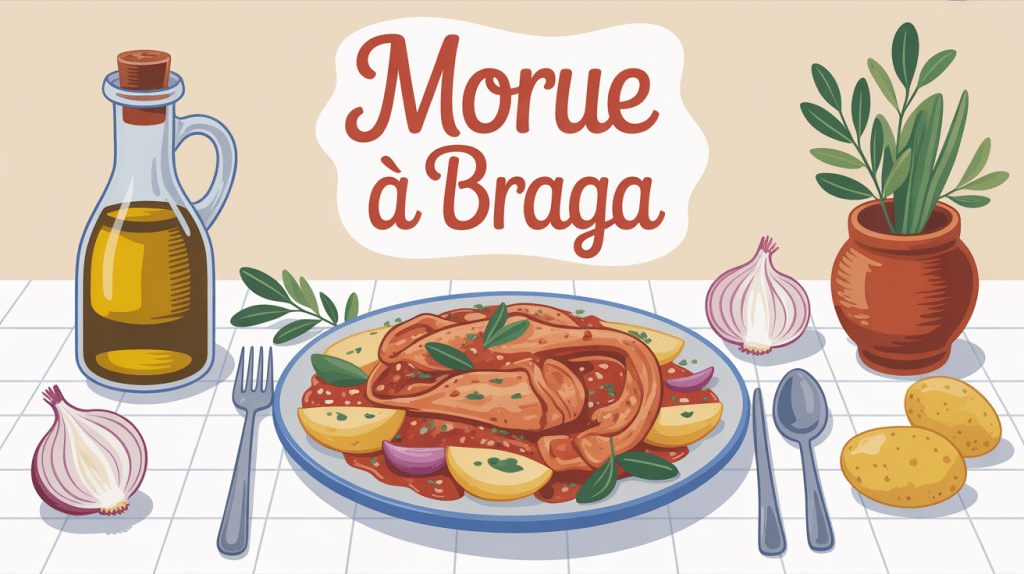 plat principal morue a braga sur table conviviale