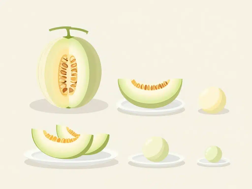 portions poid melon et calories illustrées en assiette