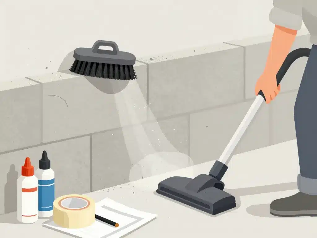 préparation enduire un mur en parpaing au rouleau avec brosse et outils