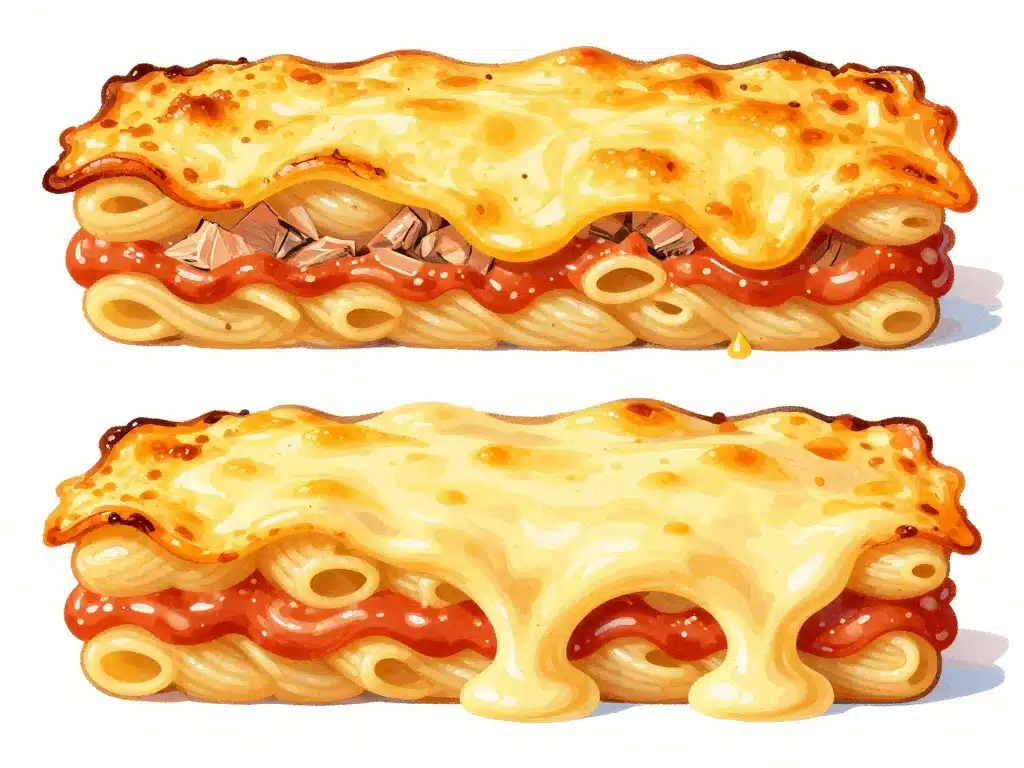 Textures de cuisson gratins de pates au thon bien doré