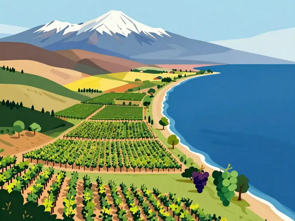 carte stylisée vin chilien régions andes pacifique