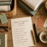 Aide rangement maison avec paniers et checklist