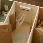 clim dans couloir pour refroidir les chambres maquette miniature