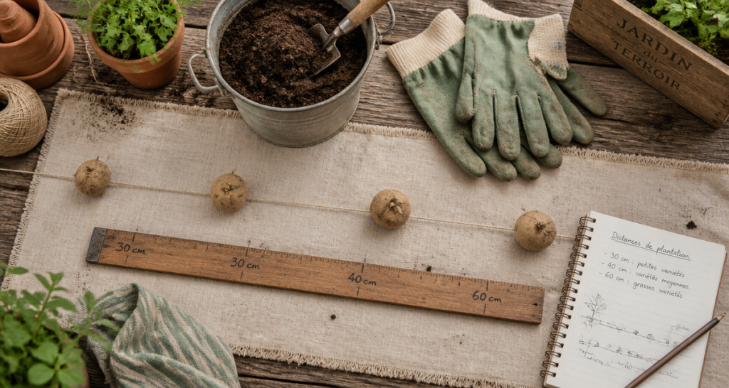 distance plantation pomme de terre sur plan de travail