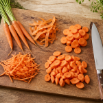 Émincer carotte en rondelles, julienne, sifflets sur planche