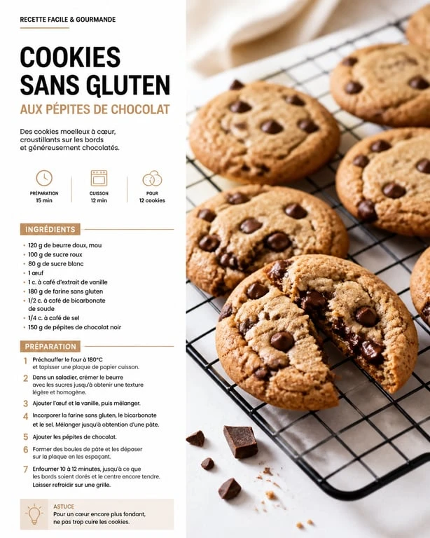 Cookies sans gluten aux pépites de chocolat faits maison