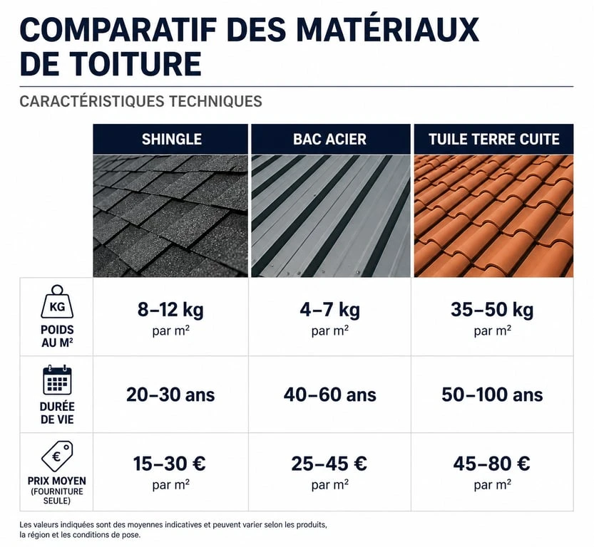 Comparatif des matériaux de toiture : shingle, bac acier et tuile terre cuite pour votre projet de rénovation