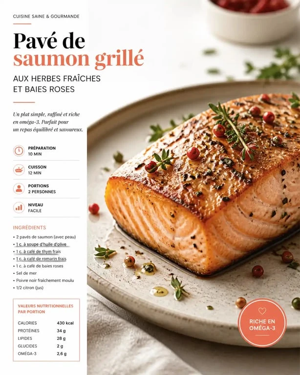 Pavé de saumon parfaitement assaisonné pour une recette savoureuse