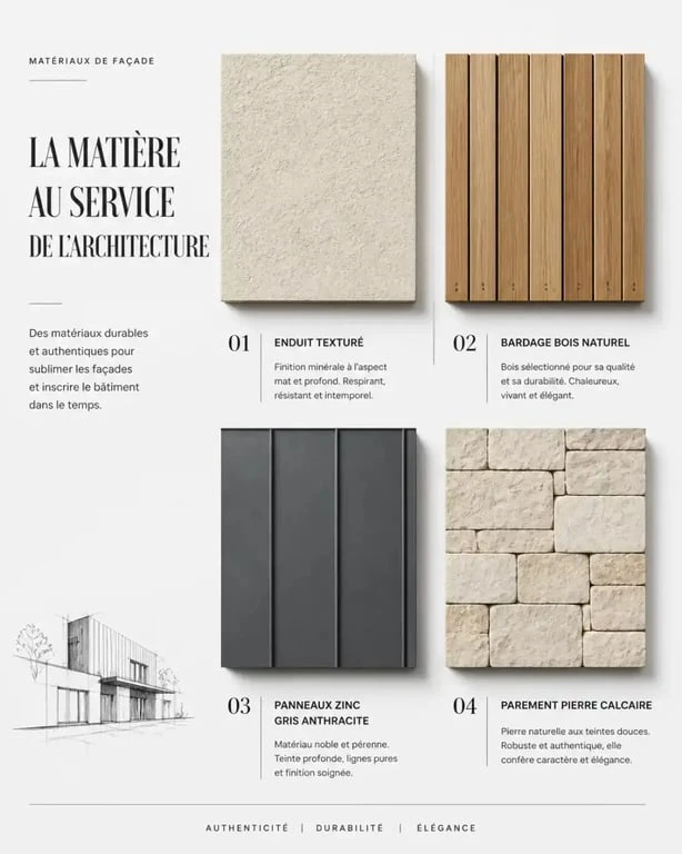 Solutions pour rénover ou embellir façade : enduit, bois, zinc et pierre de parement