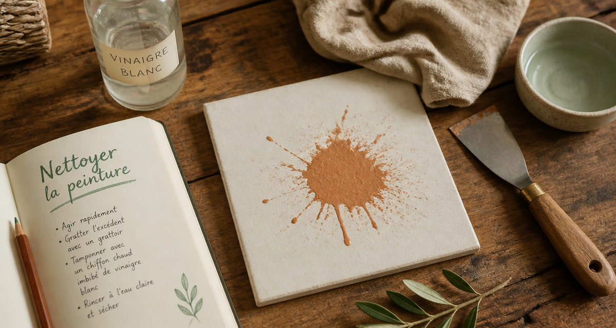 nettoyer peinture sur carrelage avec outils et astuces