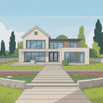 bordure de propreté maison autour maison moderne béton gravier dalles