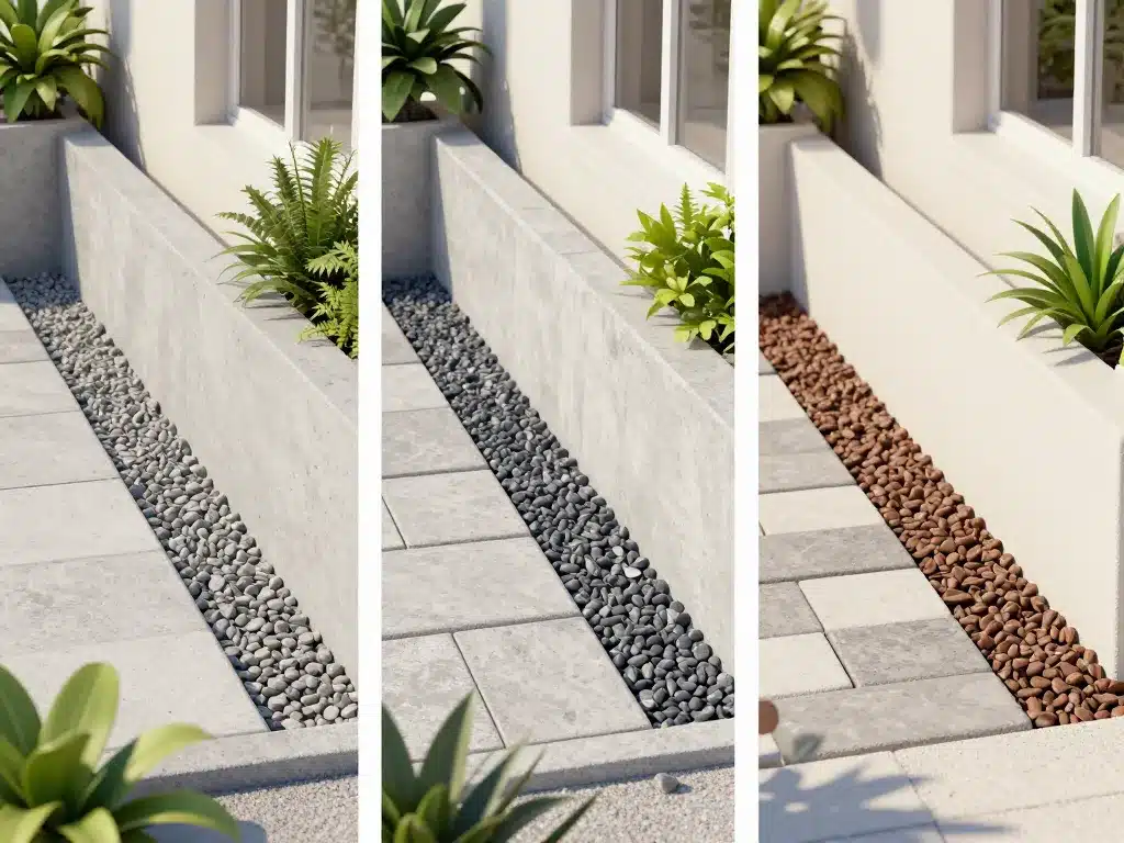 bordure de propreté maison béton gravier pavés comparaison
