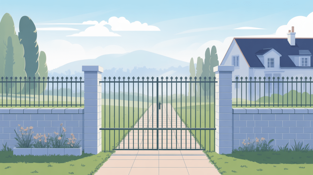 Illustration clôture en retrait de la limite séparative