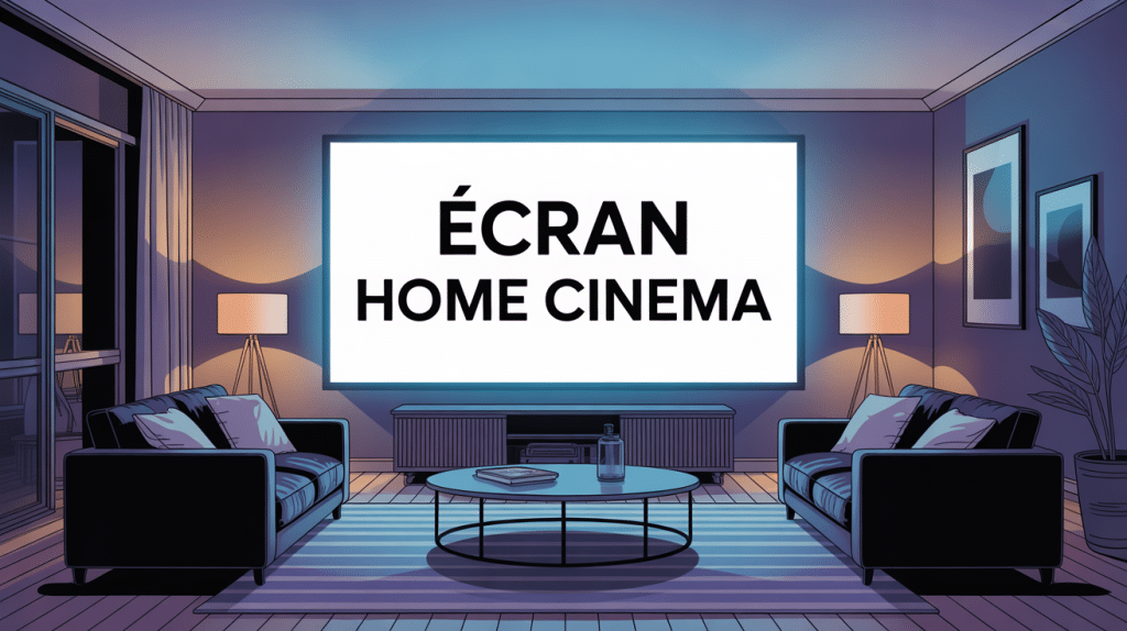 illustration ecran home cinema salon moderne