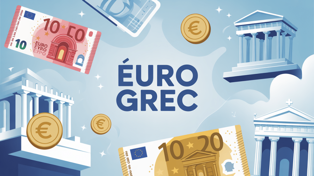 illustration centrale euro grec avec symboles historiques