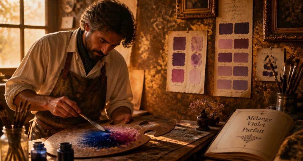 bleu et rose donne quelle couleur palette violets