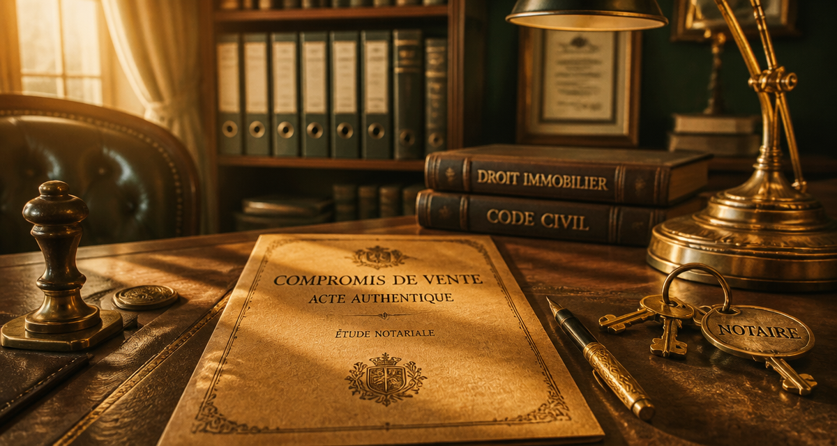 compromis de vente sans emprunt sur table de notaire