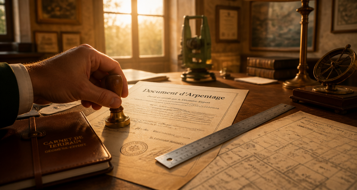 document d arpentage sur bureau de geometre expert