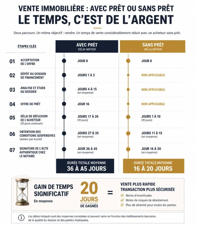 Comparatif des délais de vente immobilière : avec prêt immobilier vs achat sans emprunt