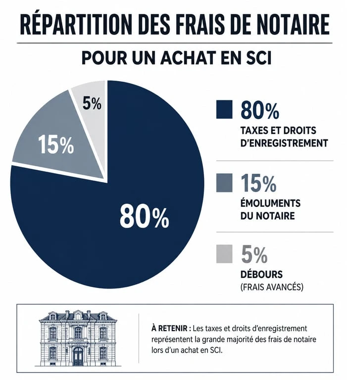 Répartition des frais de notaire pour une SCI : taxes, émoluments et débours