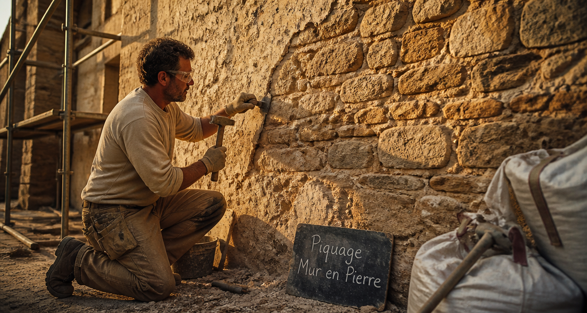 prix piquage mur en pierre m2 artisan à l’œuvre