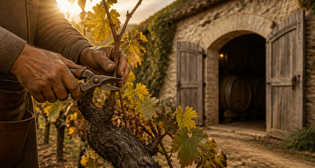 Scène viticole vinicole vigne et cave