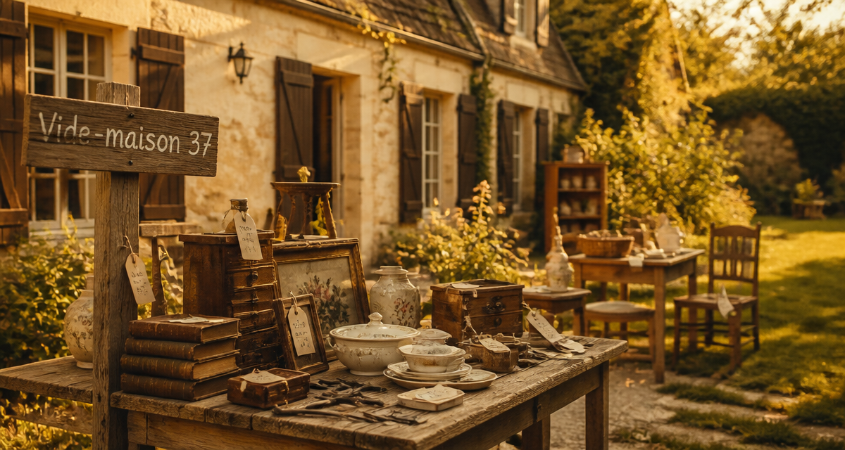 vide maison 37 objets brocante en cour
