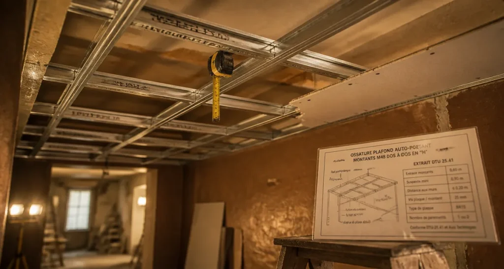 Portée maximum plafond autoportant M48, risques de flèche et renfort