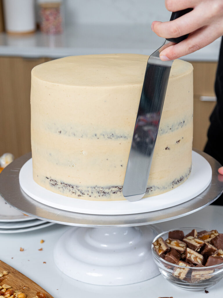 image of a snickers cake that