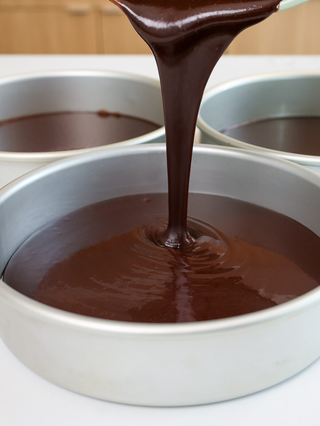 image of a moist chocolate cake layer that
