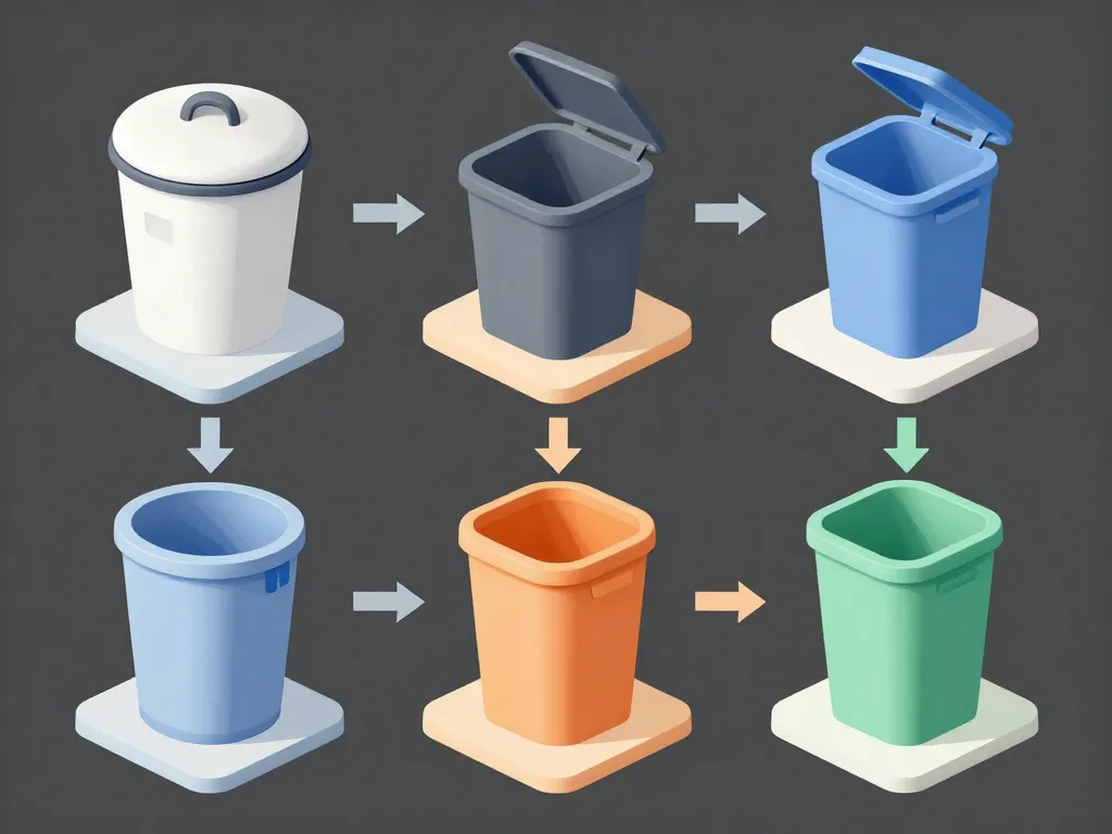 Diagramme corbeille à papier design ouverte couvercle eco minimaliste